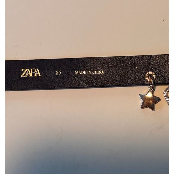 Zara Leather Gold Charm Hip Belt Sz S main image 4